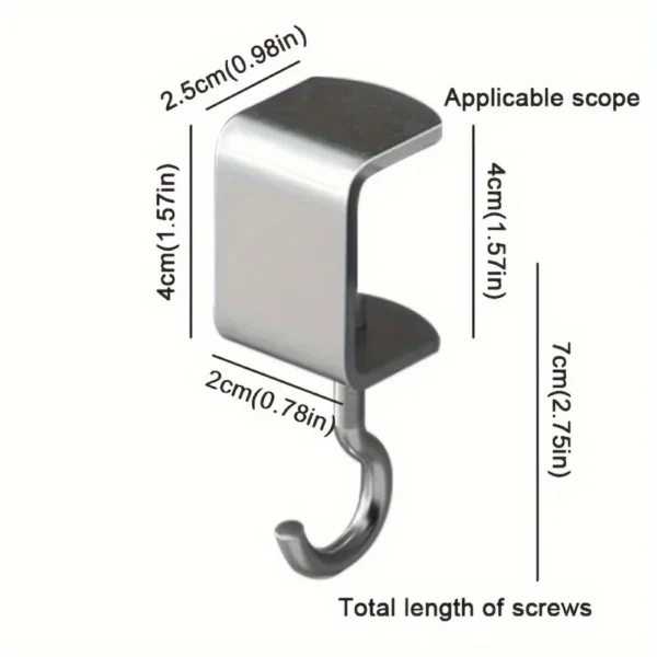 2pcs 360° Rotatable Steel Table Hooks - Detachable, Non-Destructive Installation for Office Desks, School Dormitories - Image 6