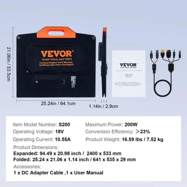 VEVOR Universal Solar Panel - Great for Generators - Foldable Charger Efficiency Waterproof for Generator - Image 8