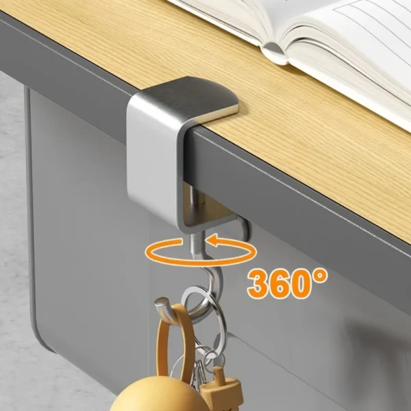 2pcs 360° Rotatable Steel Table Hooks - Detachable, Non-Destructive Installation for Office Desks, School Dormitories - Image 5
