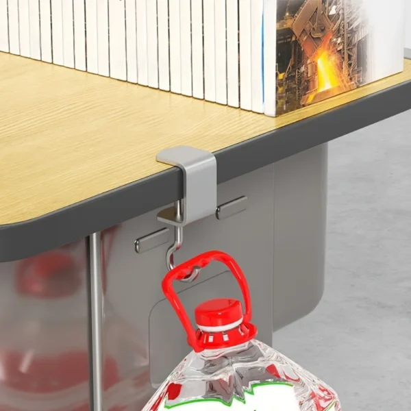 2pcs 360° Rotatable Steel Table Hooks - Detachable, Non-Destructive Installation for Office Desks, School Dormitories - Image 3