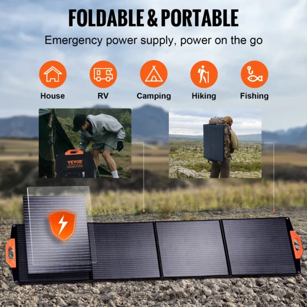 VEVOR Universal Solar Panel - Great for Generators - Foldable Charger Efficiency Waterproof for Generator