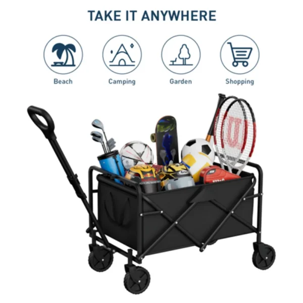 Foldable Multi-Use Wagon Cart Portable Camping Outdoor Cart Shopping Utility - Image 4
