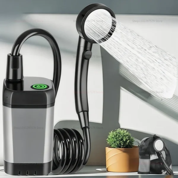 Camping Rechargeable Portable Shower LED Display Electric Pump Shower Head